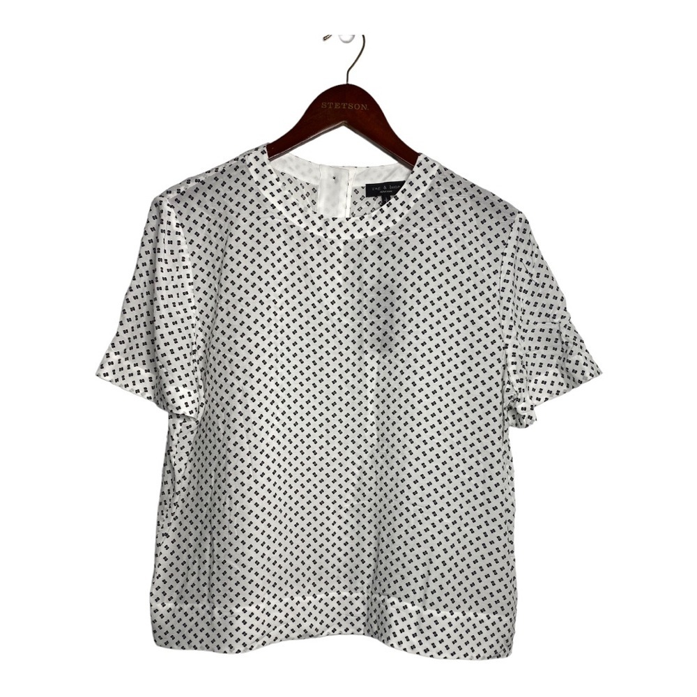Rag & Bone White and Black Crewneck T Shirt Blouse Size Large - Picture 1 of 13